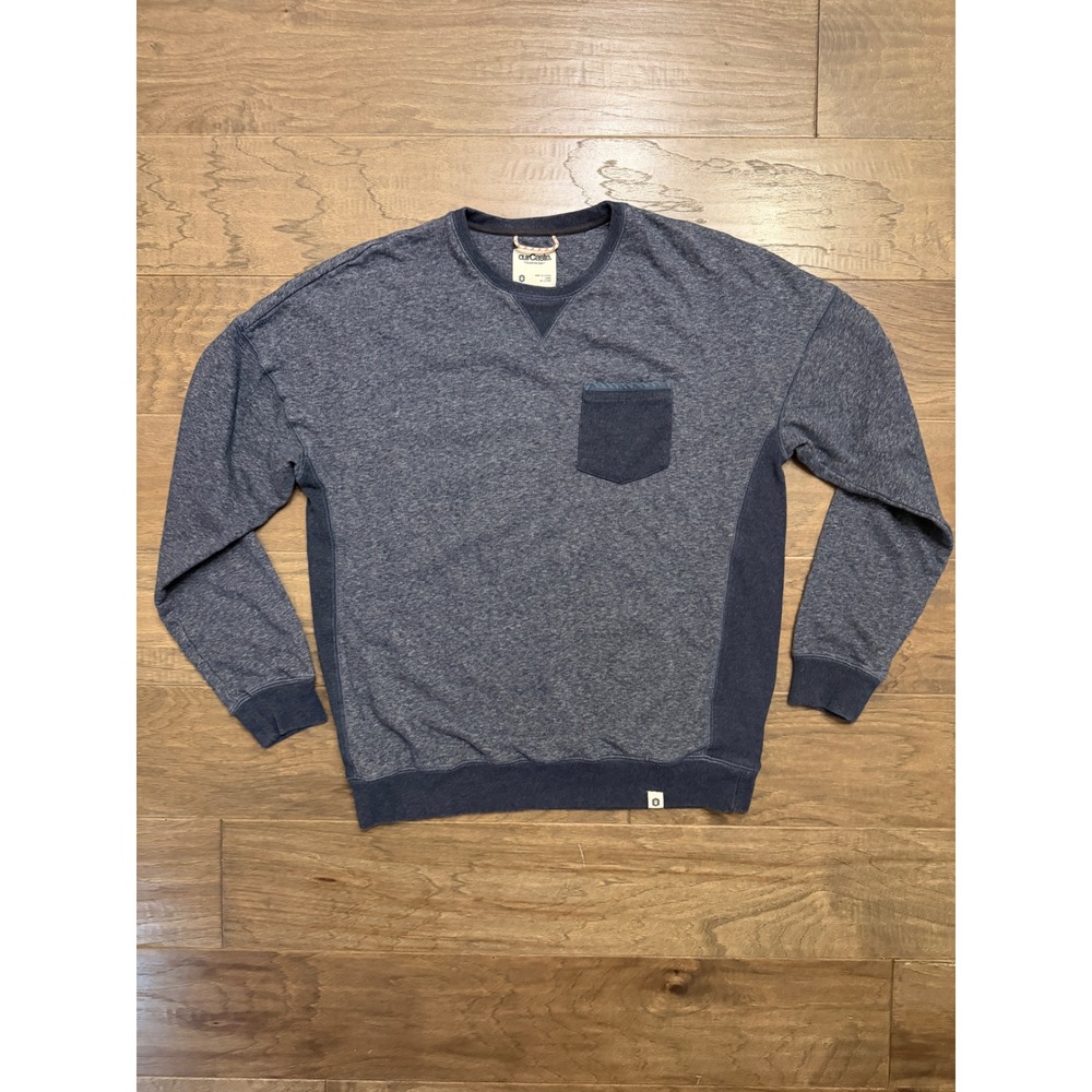 OurCaste Sweatshirt Mens Large Navy Cotton Heather Pullover DWR Water Repellent
